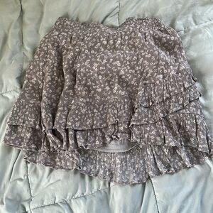 Gray flower print skirt